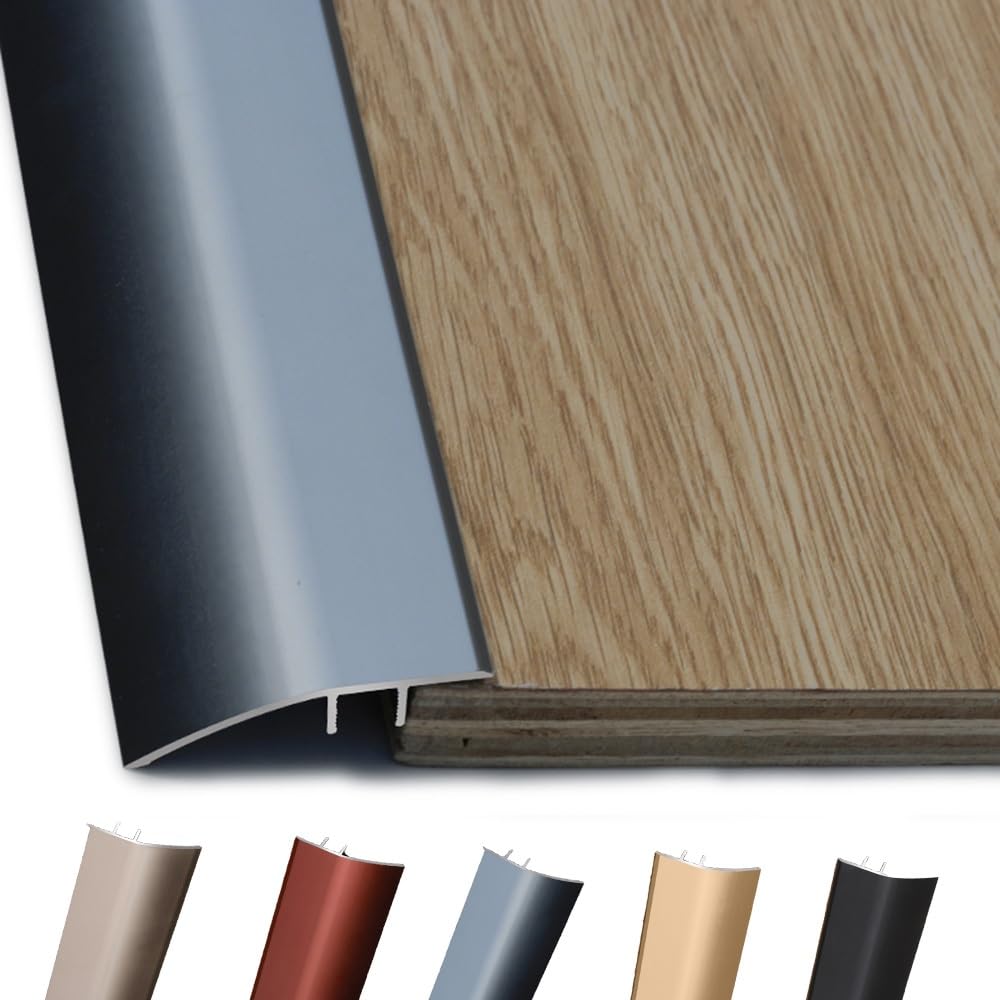 Rampes De Seuil 120cm Bande De Transition De Plancher pour Portes Bande De Seuil De Remplacement en Aluminium, Hauteur 18mm Moulure De Réduction De Plancher(Grey,150cm-60in)