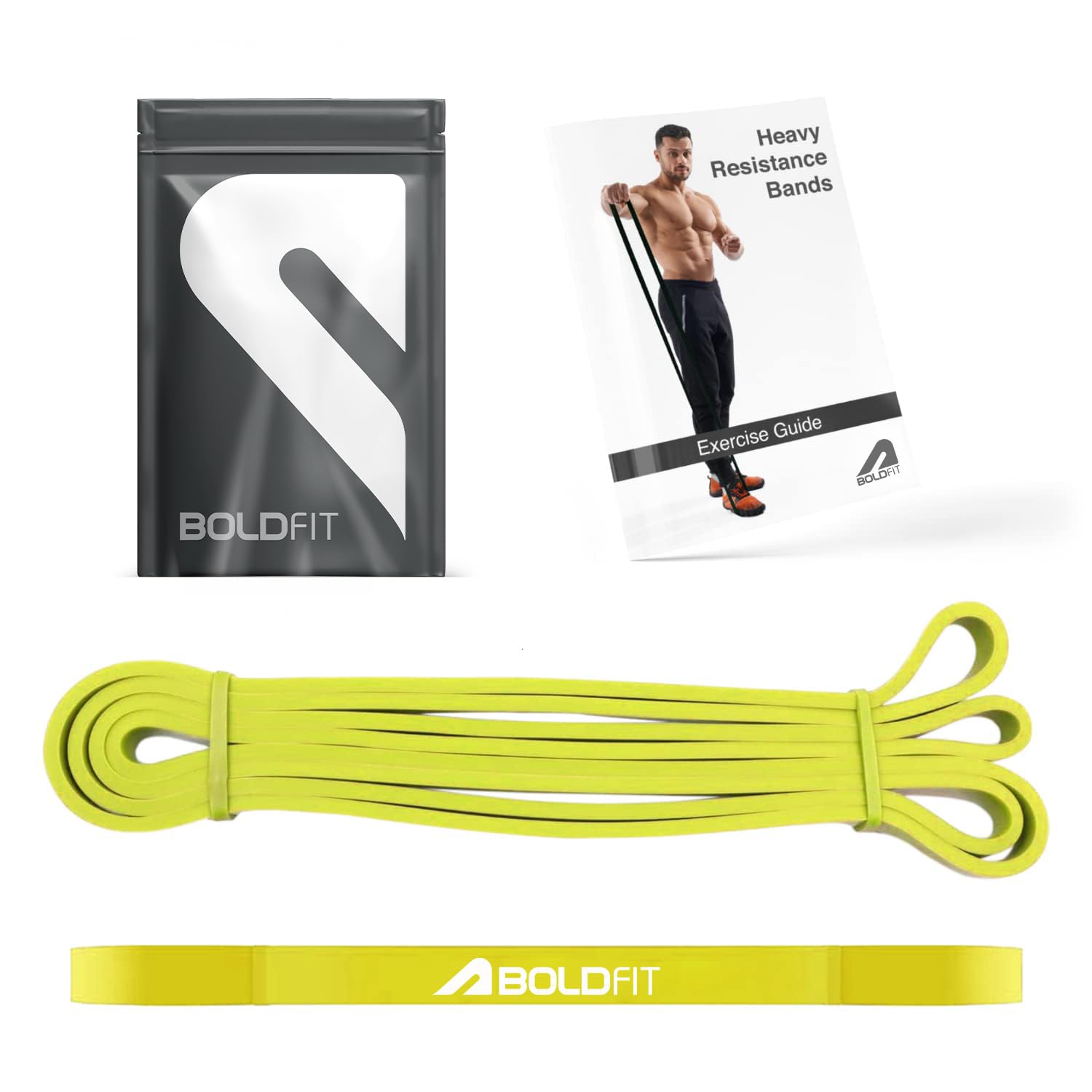 Boldfit ヘビーレジスタンスバンド エクササイズ&ストレッチ用 ホーム&ジムでのワークアウトに最適 男女兼用 (イエロー 3~7kgの抵抗)