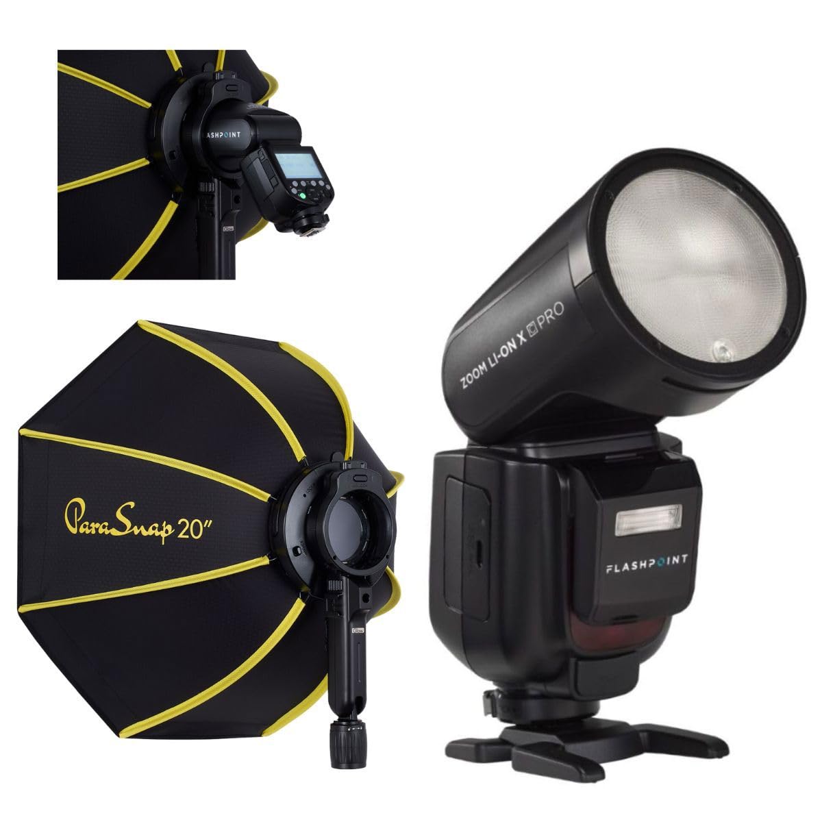 Flashpoint Zoom Li-on X PRO R2 TTL On-Camera Round Flash Speedlight for Nikon (Godox V1 Pro) with Glow PS-B20K ParaSnap Octagonal Softbox (20