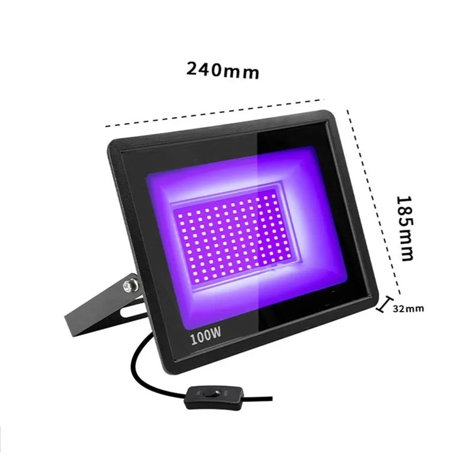 Lámpara de curado de uñas, Lámpara Fluorescente Impermeable De 100 W, Luz LED Curado UV Púrpura 395 Nm, Reflector Ultravioleta