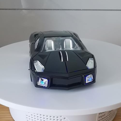 Miniatura 2 de SDGSQHA Ratón inalámbrico para coche deportivo, ratón de computadora, ratón, óptico, 2,4 GHz, con faro 1600 DPI para PC, portátil, MAC (negro)