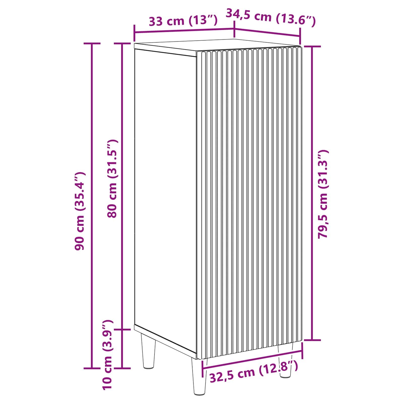 vidaXL Aparador 33 x 34,5 x 90 cm Madera de Ingeniería