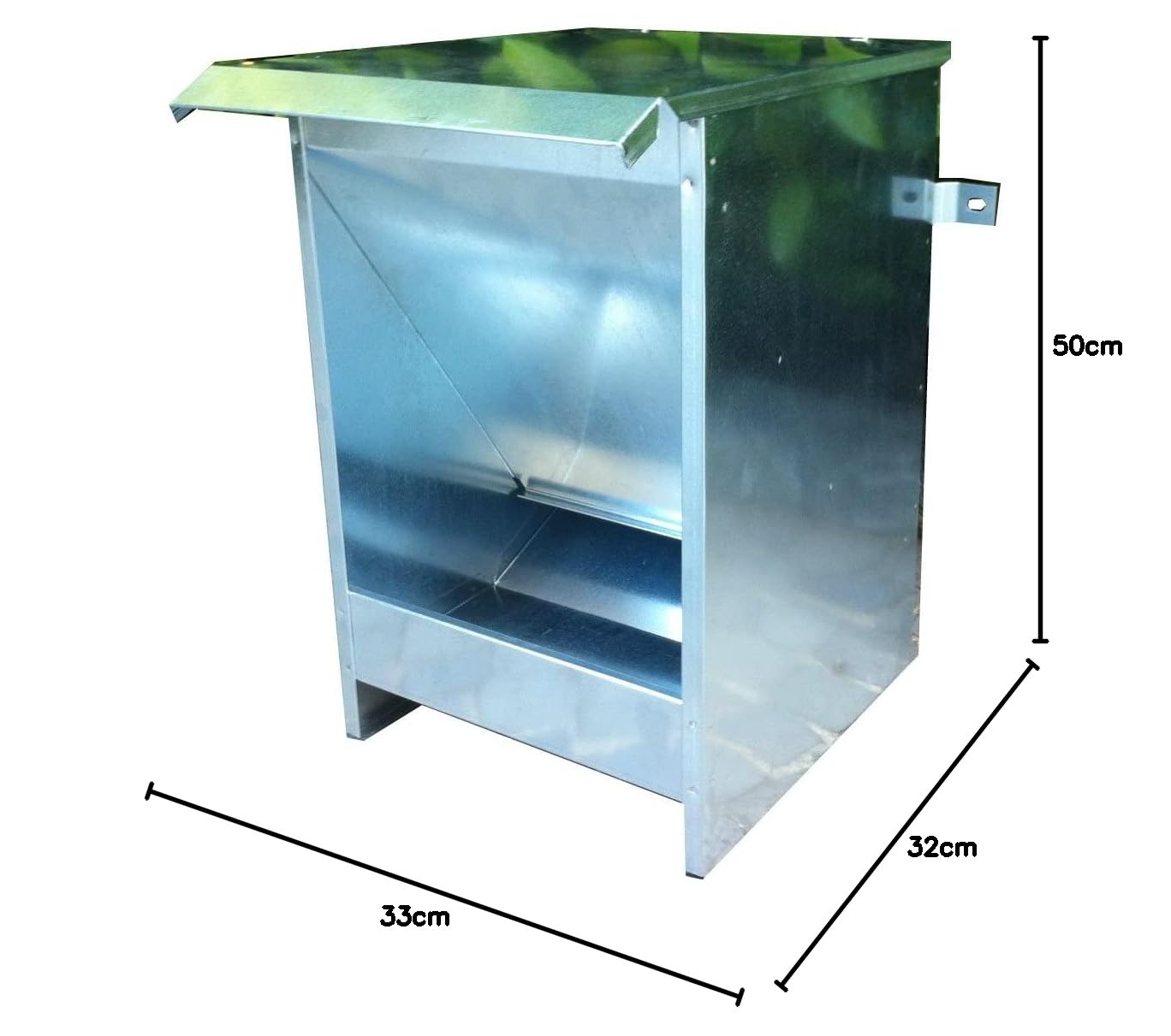 Mangiatoia a Tramoggia kg 12 per Cani. Distributore Dispensatore di Crocchette per Cani. Tutto in Lamiera Zincata. Cm L32 x P33 x H 50