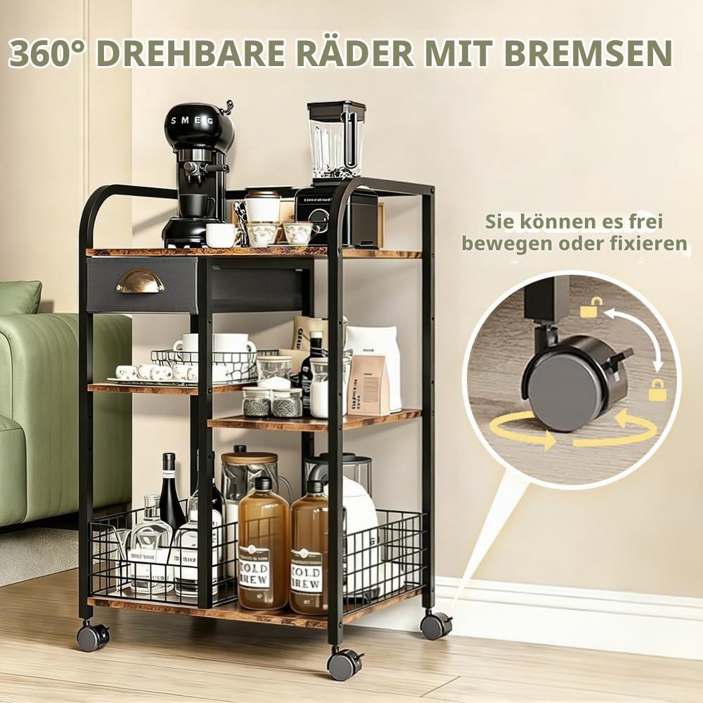 KZOBYD Kaffeebar Station mit Stauraum, Seitentisch mit Schublade