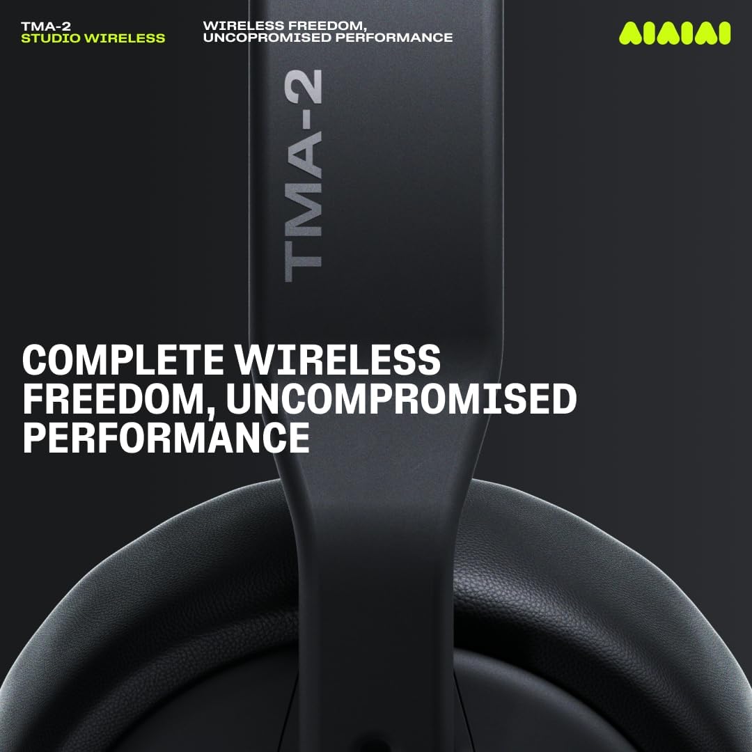AIAIAI TMA-2 Professional Studio Wireless Headphones, Ultra Low Latency W+ Link, Modular with 40mm Bio-Cellulose Drivers, 20–40H Battery, Memory Foam Ear Pads, and Bluetooth