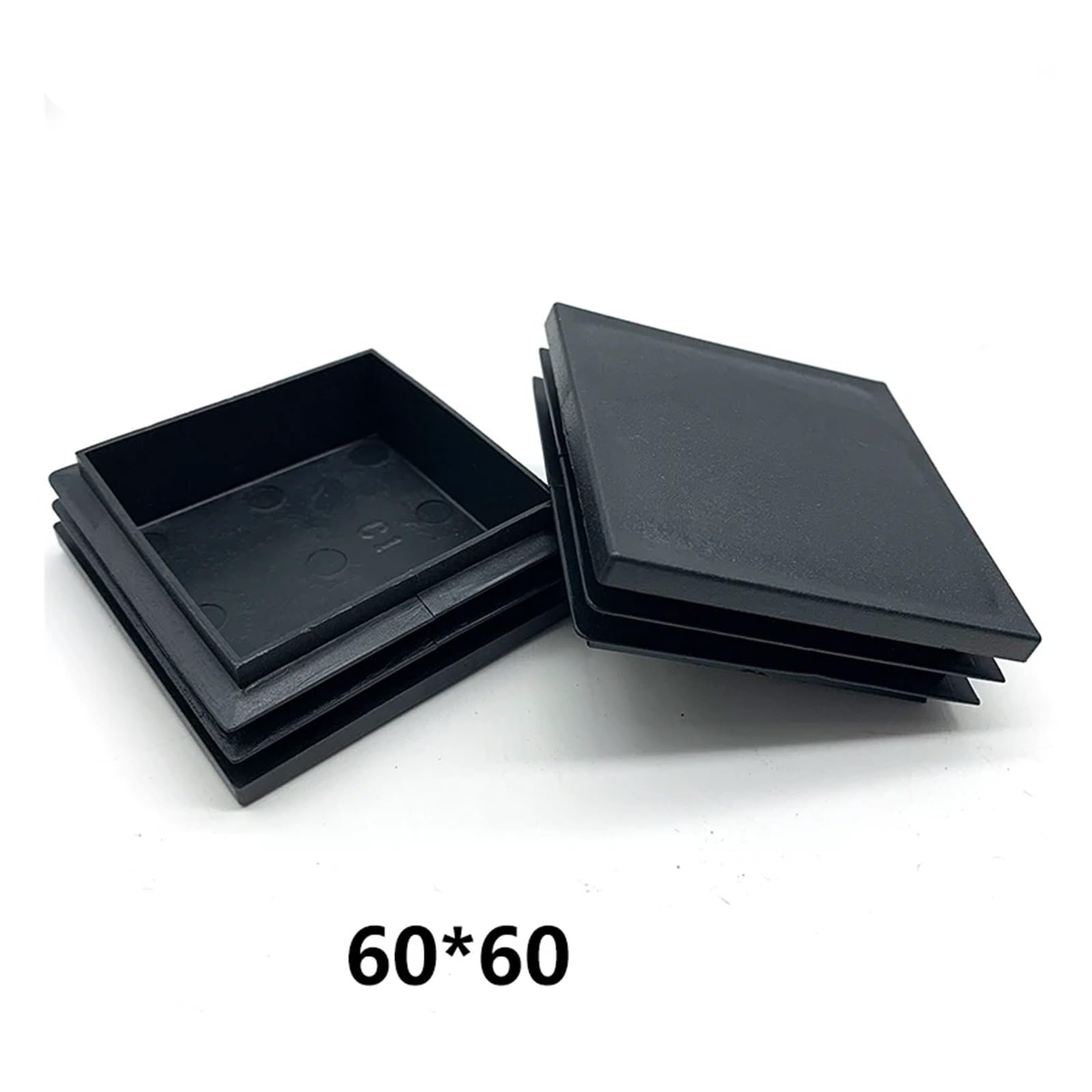 Prostokątna zatyczka do rur ze stali czarnej antypoślizgowe nakładki na nogi meblowe 60 x 60 mm 50 x 50 mm 40 x 40 mm chroni podłogi trwałe nasadki do rur zestaw 8 szt. (38 EU)