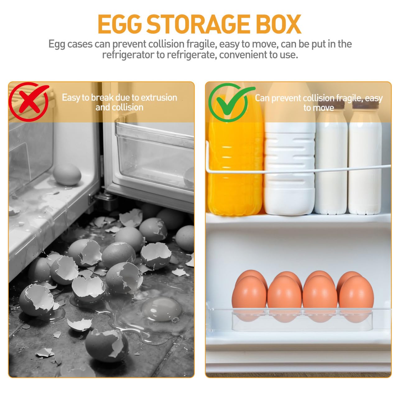 HEMOTON 2 Piezas Hueveras para Frigorifico Porta Soporte Hueveras Nevera de Plastico Soporte Nevera Práctico De Para Refrigerador Bandeja De Para Frigorífico Cajón De Almacenamiento
