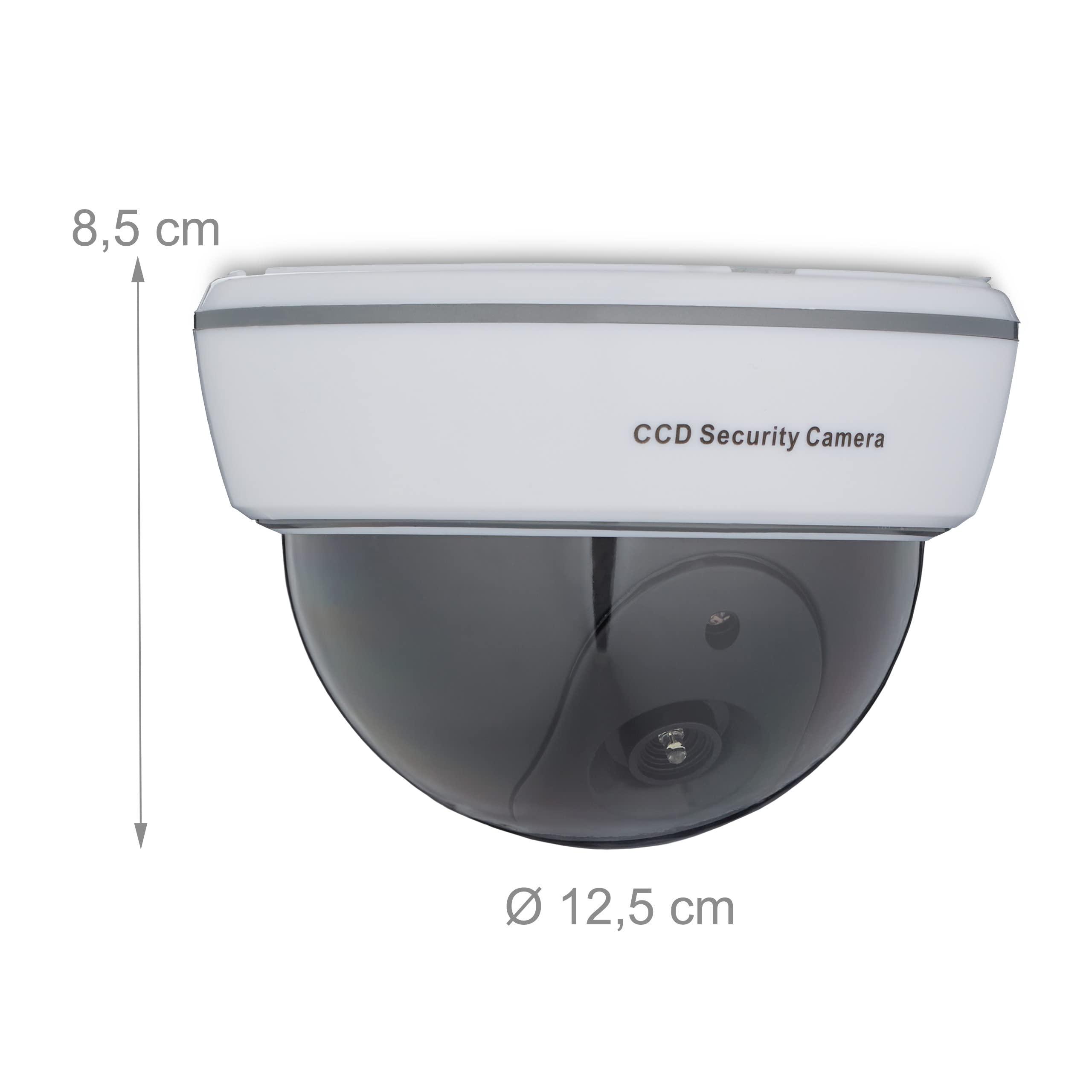 Relaxdays Caméra factice en dôme, Lot de 10, lumière LED Clignotante, intérieur & extérieur, Dissuader intrus, Surveillance, Blanc