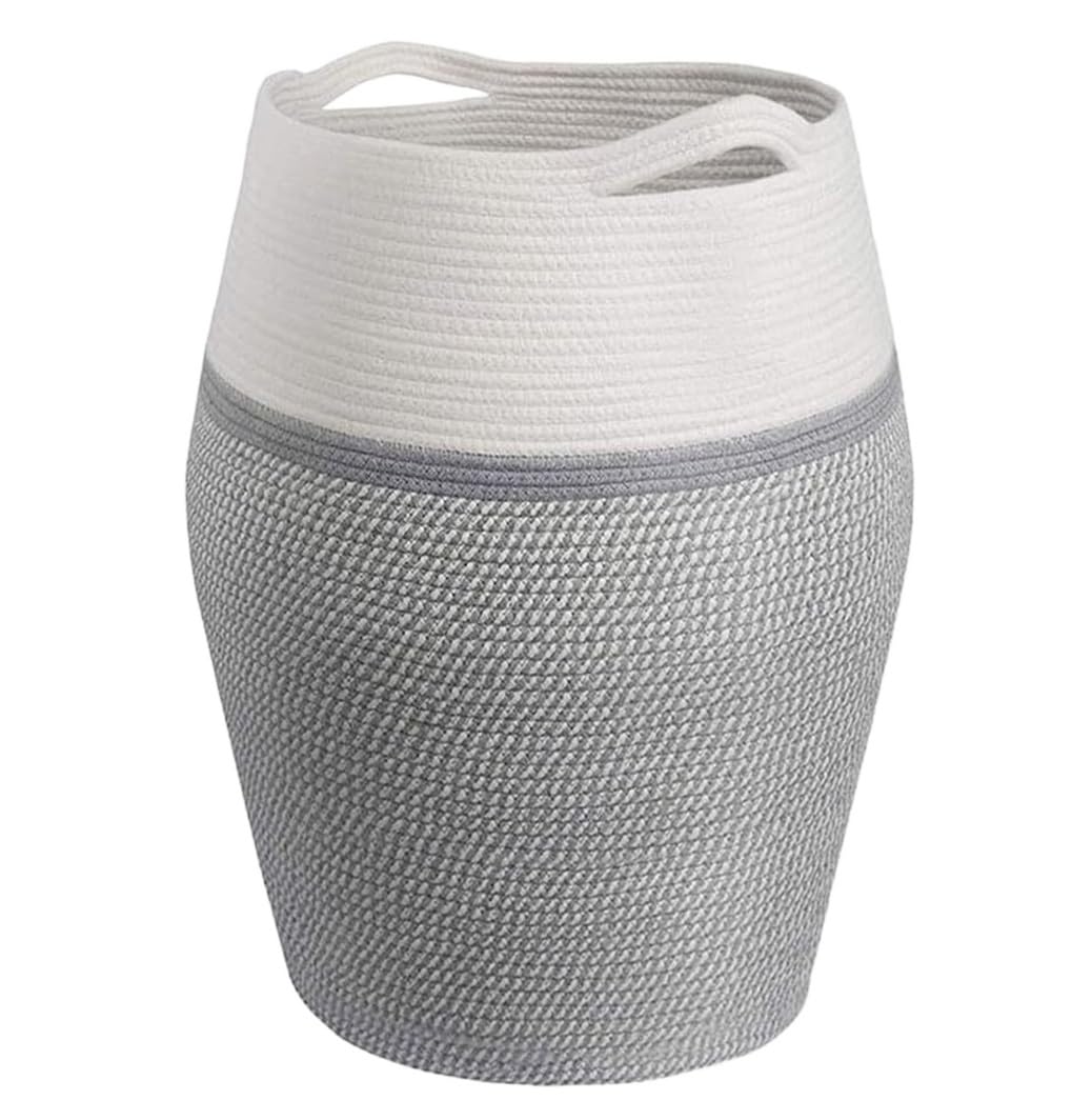 Cesto para Ropa Sucia Cesta Tejida Cesta de Cuerda de algodón Asa Ropa Sucia Cesta para la Colada Cesta de Almacenamiento Cesto para la Ropa (B 49 * 39 * 65cm)