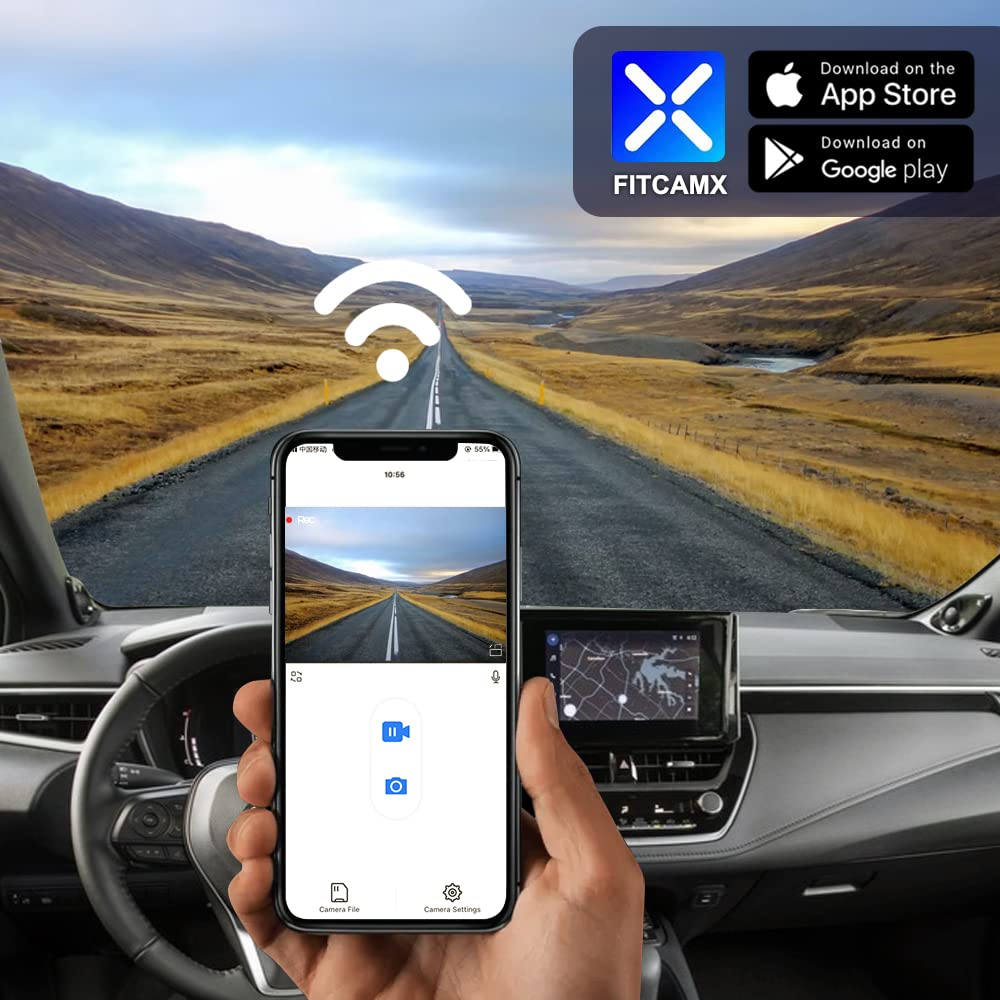 Fitcamx Dash Cam Adecuado para 2023-2026 Toyota Corolla LE SE XLE XSE Hybrid Hatchback, OEM Cámara de Coche 4K 2160P UHD Video WiFi, Visión Nocturna, G-Sensor, Grabación en Bucle, WDR, Tarjeta de 64GB