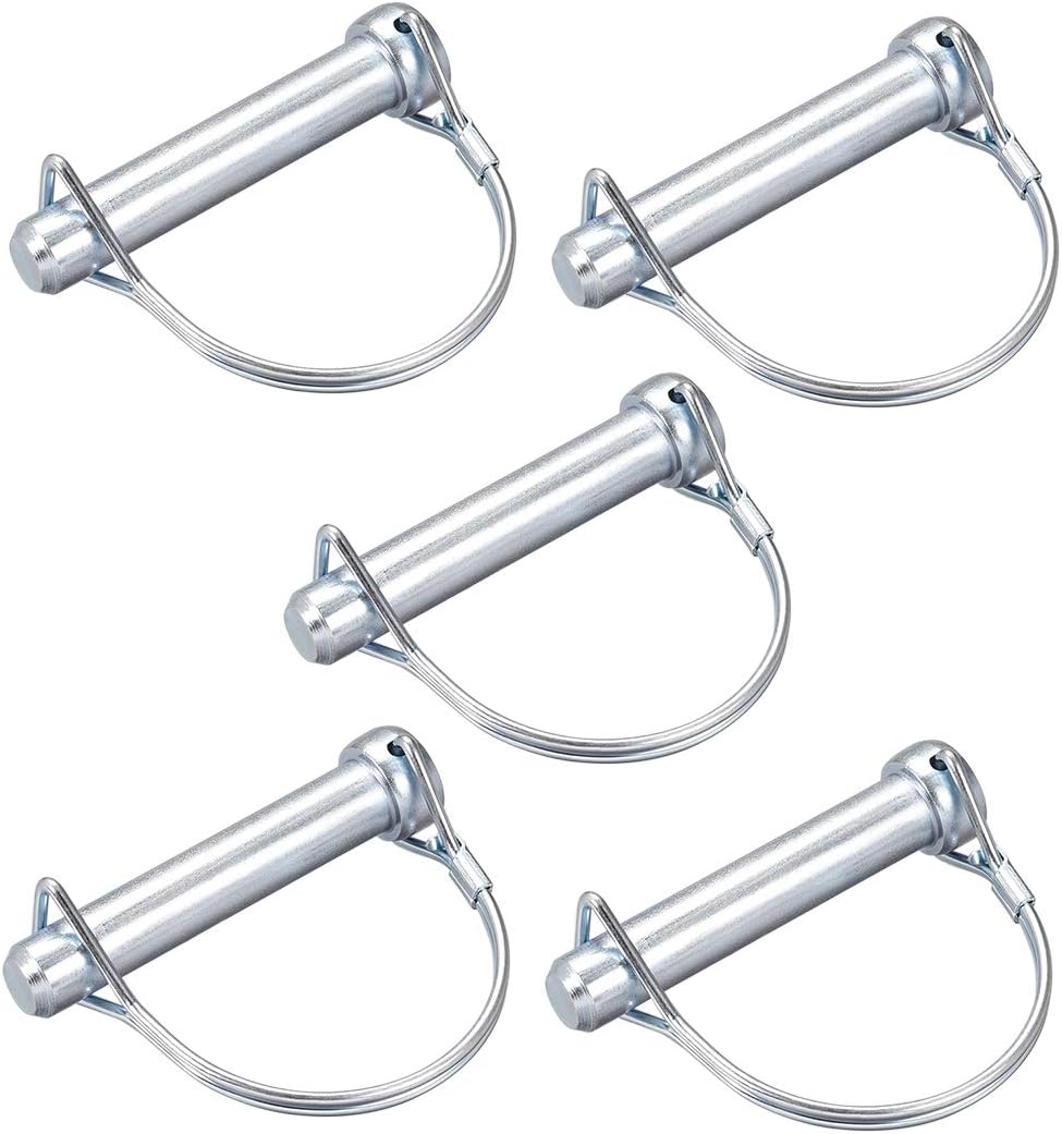 sourcing map Shaft Locking Pin - 12mm x 65mm Coupler Pin for Farm Trailers Wagons Lawn Garden in Arch Round 5Pcs