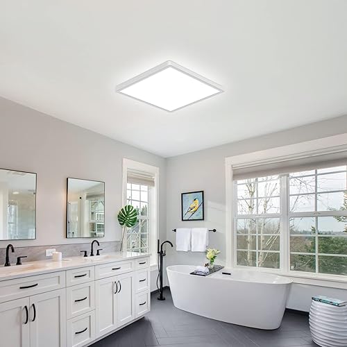 Miniatura 7 de DELIPOP Lámpara de techo de montaje empotrado lámpara de techo LED cuadrada de 12 pulgadas 24 W luz diurna de 5000 K luz blanca de techo para sala