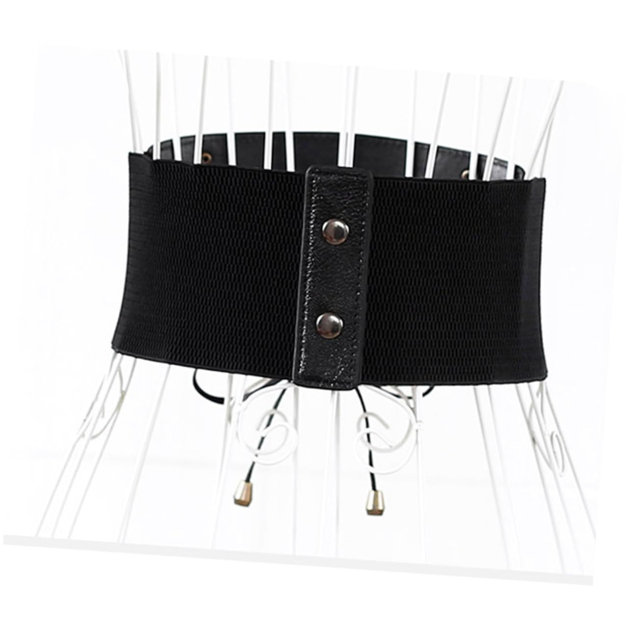 3piezas Cinturón Elástico De Pu Para Mujer Borlas Accesorio De Moda Para Falda y Cómodo Negro