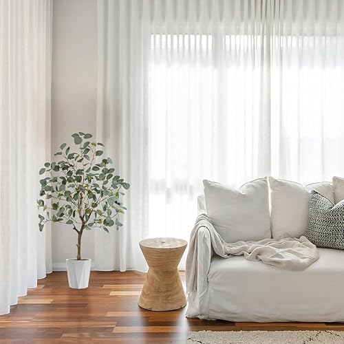 Miniatura 4 de Warmplants Árbol de eucalipto artificial, hojas de seda verde de 4 pies de alto, planta sintética perfecta con canasta, árboles de eucalipto falsos