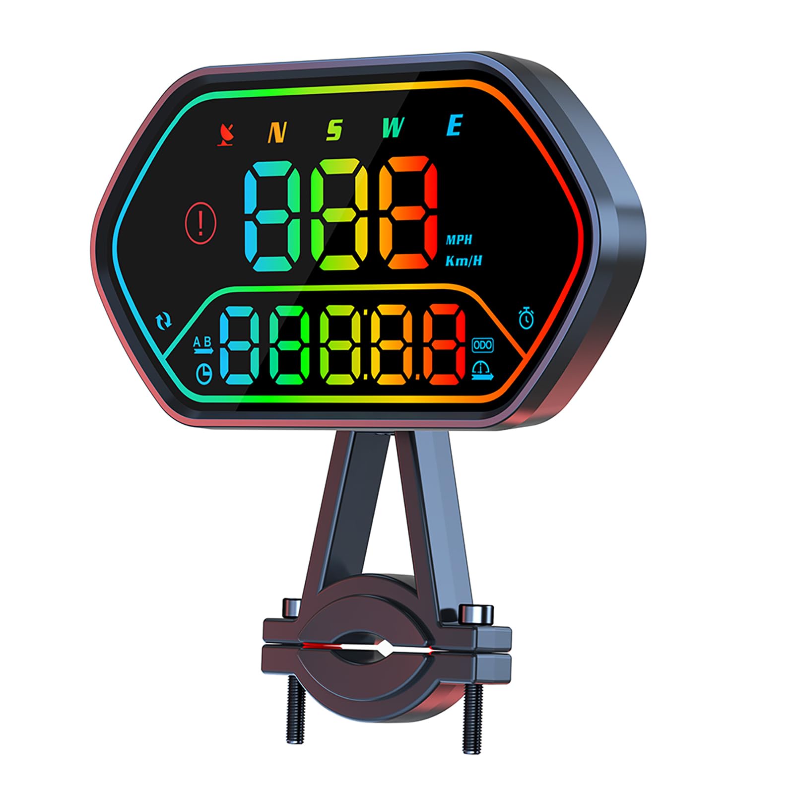 Compteur de Vitesse Universel pour Moto Vélo Électrique Voiture – LCD Vitesse Direction Temps Distance Alarme – IP68 Étanche, Lumière Ambiante, Réglage Auto Luminosité