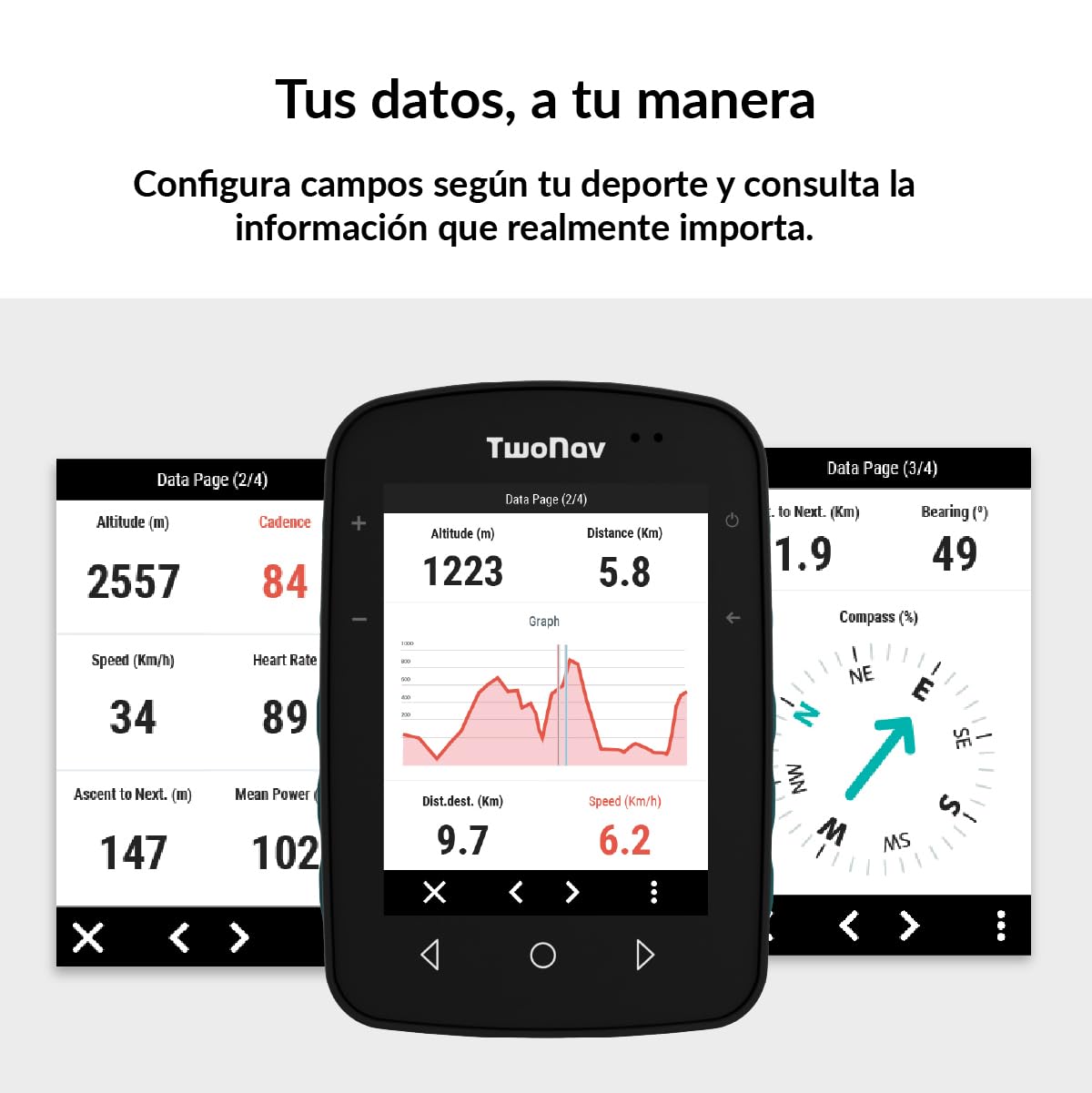 TwoNav Terra (64 GB) + Mapa Completo España IGN Topo 1:25.000 Instalado, GPS con Pantalla Amplia 3.7 Pulgadas para montaña, Senderismo, MTB, Bicicleta