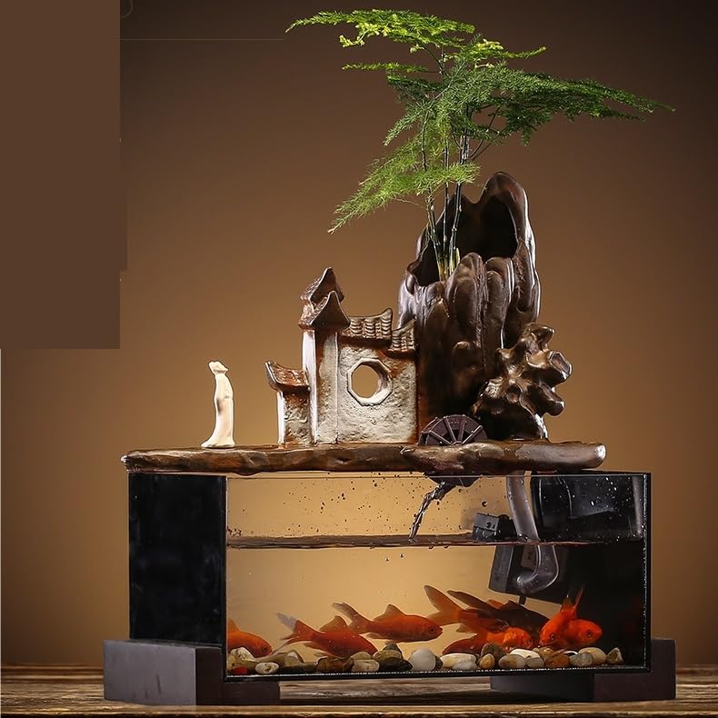 Fuente Decorativa de jardín, Fuente de Agua con Cascada, de cerámica, Feng Shui Zen, decoración para salón, Dormitorio, Oficina