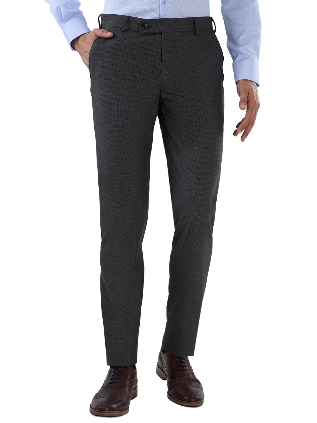 park avenue Men Slim Fit Checks Pattern Polyester Blend Flat Front Formal Trouser-picture-59