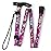 Comfkey Folding Lightweight Walking Stick - Adjustable Aluminum Metal Collapsible Travel Cane with Non-Slip Rubber Base (Purple Floral)