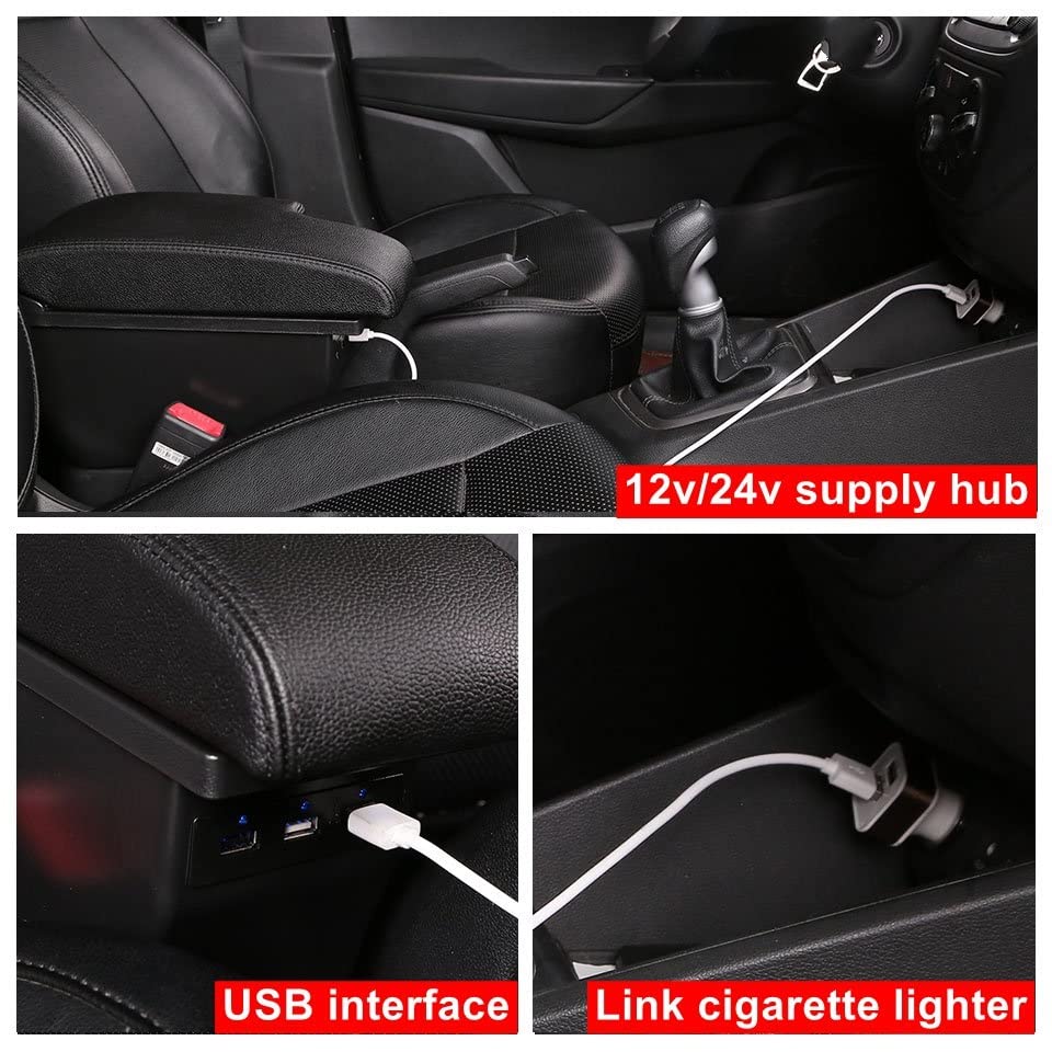 Per Fiat Panda II 2 bracciolo scatola bracciolo poggiagomo console centrale per auto custodia accessori per la modifica con portabicchieri porta USB  34