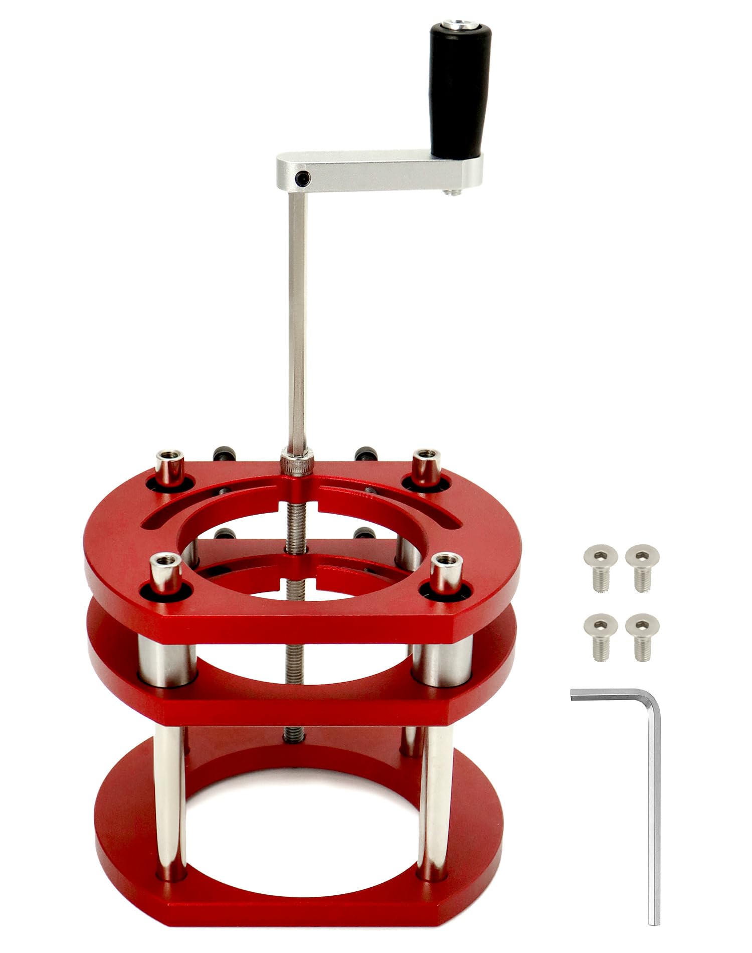 QWORK Élévateur De Routeur + 3 Plaques D'Insertion – Course 51 Mm – Pour Moteur 64-65 Mm + Rapporteur 180°