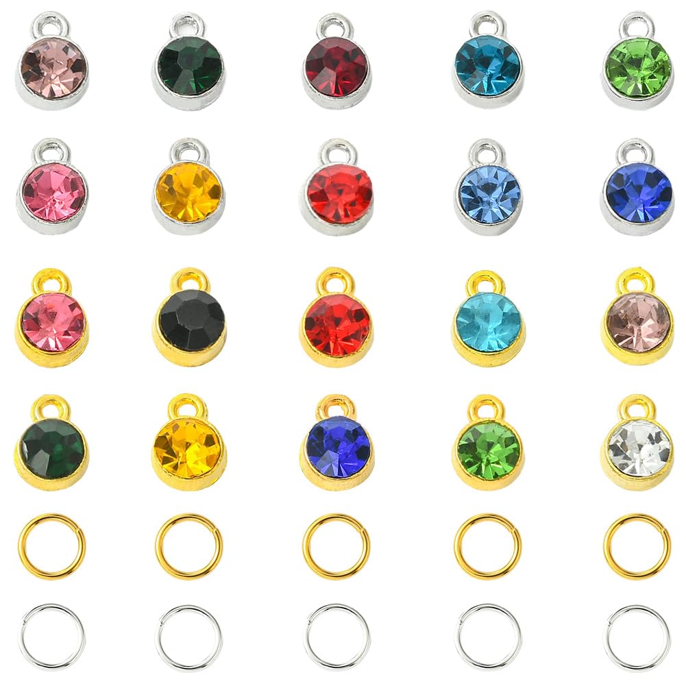 Pendentifs en verre et strass en cristal SUNNYCLUE avec bases raffinées or et argent