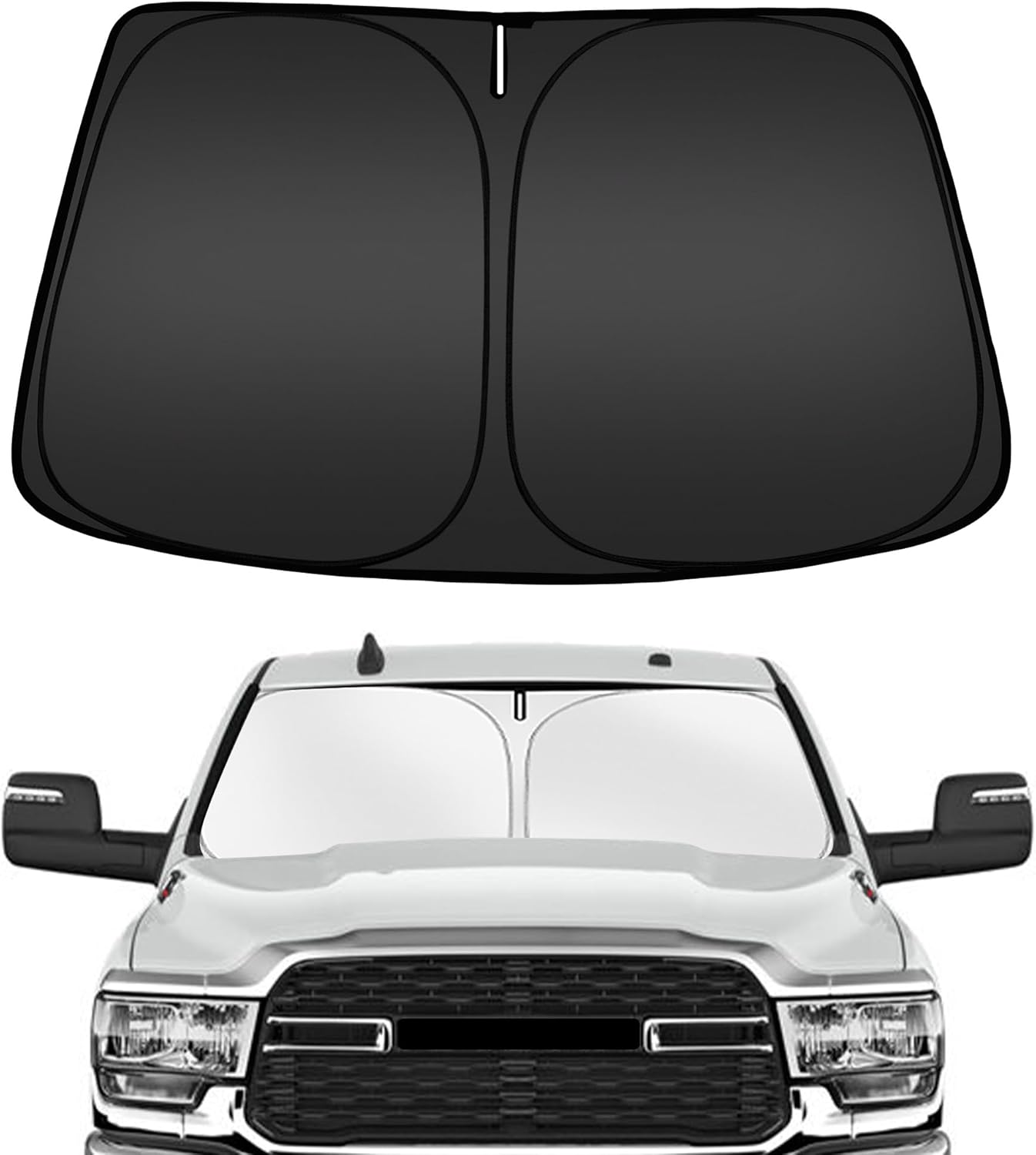 ARISMOTOR Windshield Sun Shade for Dodge RAM 2500 3500 2010-2025 2026, Custom Fit Foldable Front Window Sunshade Sun Visor Protector, Block UV Rays Keep Your Car Cooler