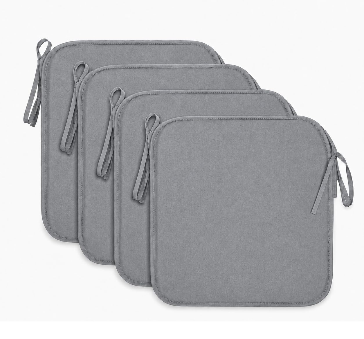 INSAFIANS Waterproof Chair Cushions Tie-On Seat Pads Dining Kitchen Patio Outdoor Chairs Packs of 2, 4, 6, or 8 (Pack 4 Grey) — image 1