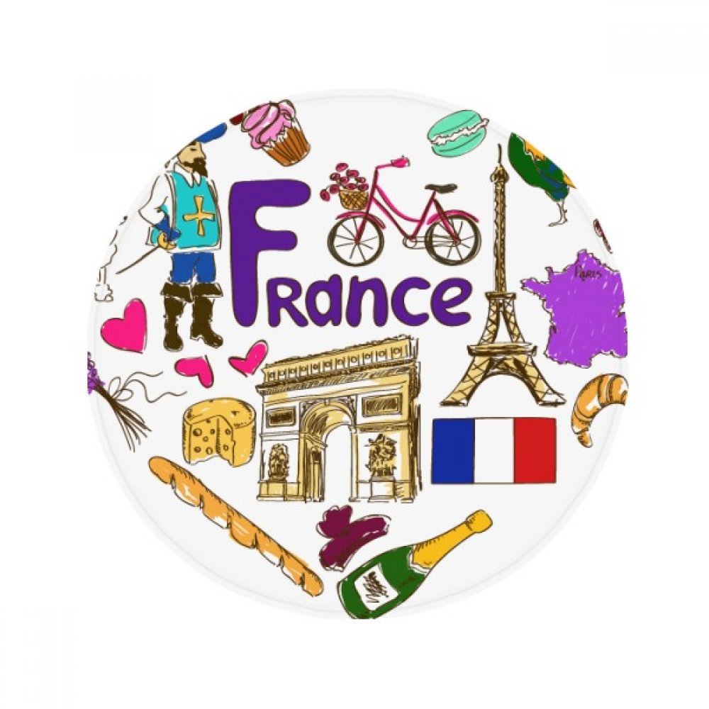 Tapis de sol rond 80cm avec drapeau France pour salon et cuisine