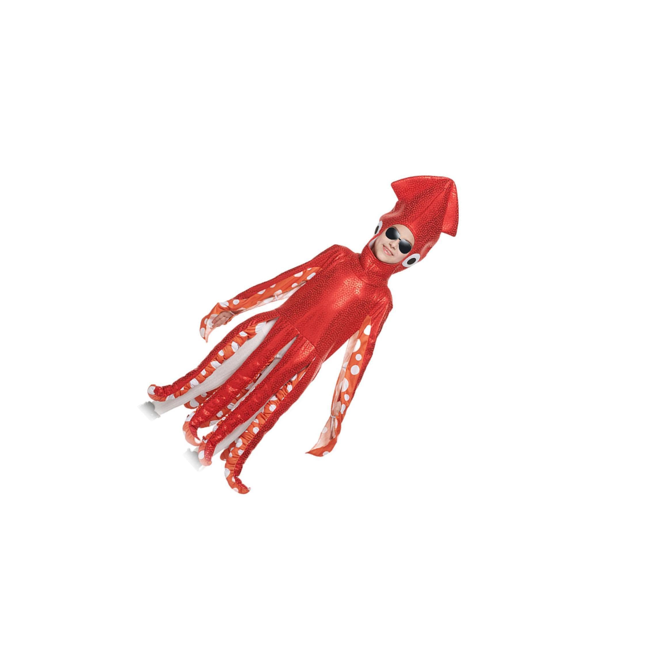 Costume Per unico da calamaro per bambini, divertente tema, feste di carnevale di Halloween, feste e celebrazioni scolastiche, a tema marino, giochi ruolo, travestimenti