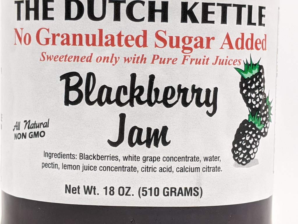 The Dutch Kettle Amish Homemade Style Sugar-Free Blackberry Jam 2-18 Oz Jars Non-GMO All NAtural