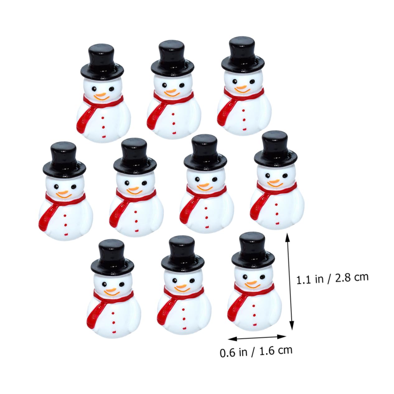 GARVALON Mini Snowman Figurines for Crafts 10 Pack Christmas Snowman Ornaments Xmas Mini Snowman Decor