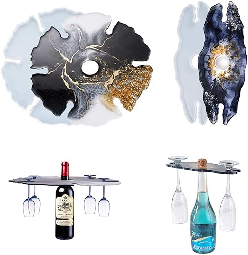 Moldes de resina para soporte de vino, moldes de silicona para bastidor de vino, moldes de resina epoxi para hacer copas de vino irregulares en