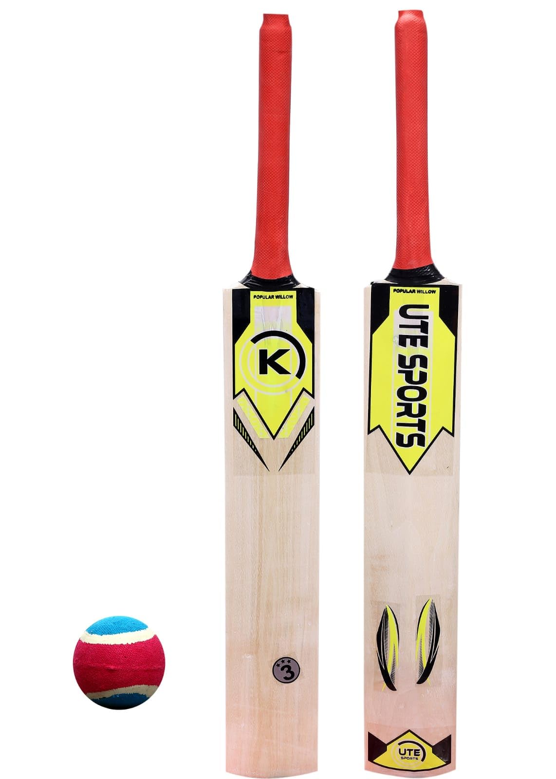 Kids Zone Wooden Cricket Bat for Kids/Children with 1 Soft Tennis Cricket Ball | 6-9 Years | Size -3-image-34