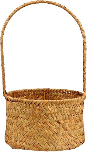 Miniatura 6 de Cabilock 1 cesta de almacenamiento tejida con pajilla con asa, maceta de suculentas, cesta de flores de punto, práctico contenedor de flores para