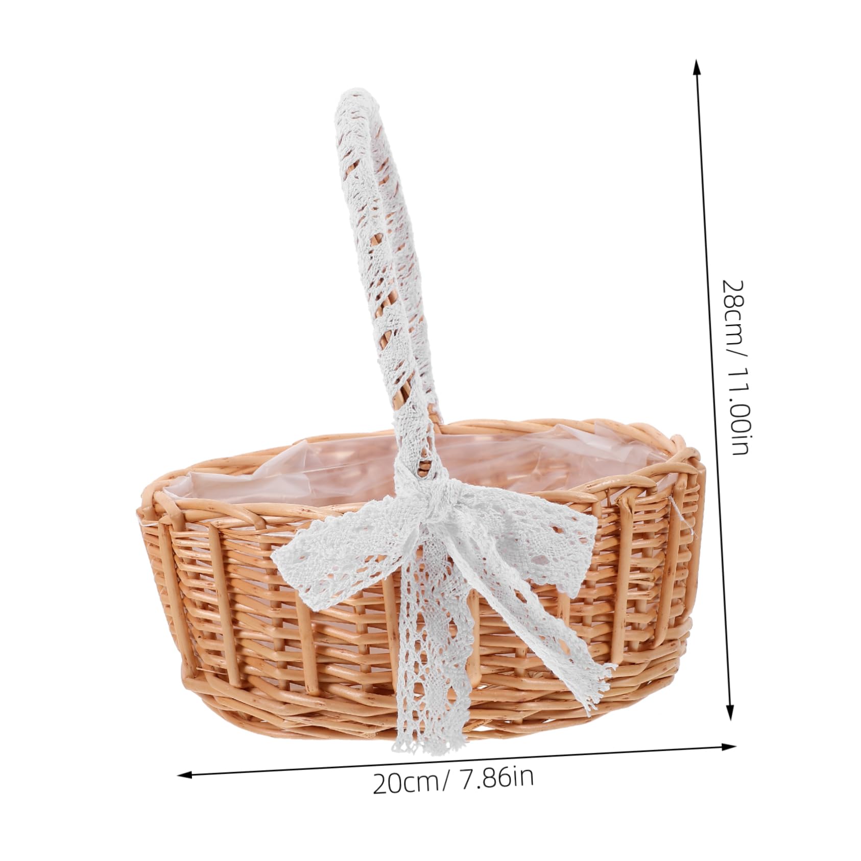 Yardwe 2pezzi Cesta Portatile Per Fiori Rattan Intrecciato Con Manici Pizzo Organizzazione Elegante Per Casa e Ufficio Per Bagno Armadio e Craft Area