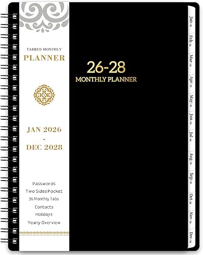 PlanificadorCalendario Mensual 2026-2028 - Planificador Mensual de 3 Años 2026-2028, Ene. 2026 - Dic. 2028, 6.3" x 8.4", planificador mensual con