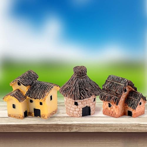 Miniatura 6 de 6 piezas de accesorios de mini casa de jardín de hadas, figura de cabaña de pueblo en miniatura, adornos de decoración de micro paisaje, para