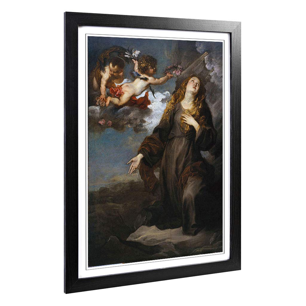 Big Box Art Framed Print of Anthony Van Dyck Saint Rosalie in Glory Design | Wall Art Picture | Home Decor for Kitchen, Living Room, Bedroom, Hallway, Black, A2 / 24.5x18 Inch / 62x45cm