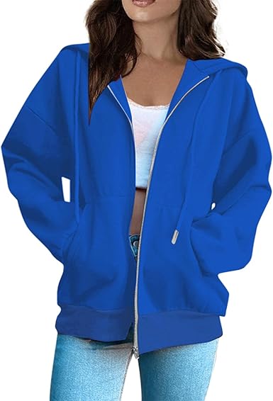 OIOLOYJM Zipper Hoodies for Women Long Sleeve Oversized Sweatshirts Y2k Drawstring Soft Jacket 2025 Fall Fashion with Pockets