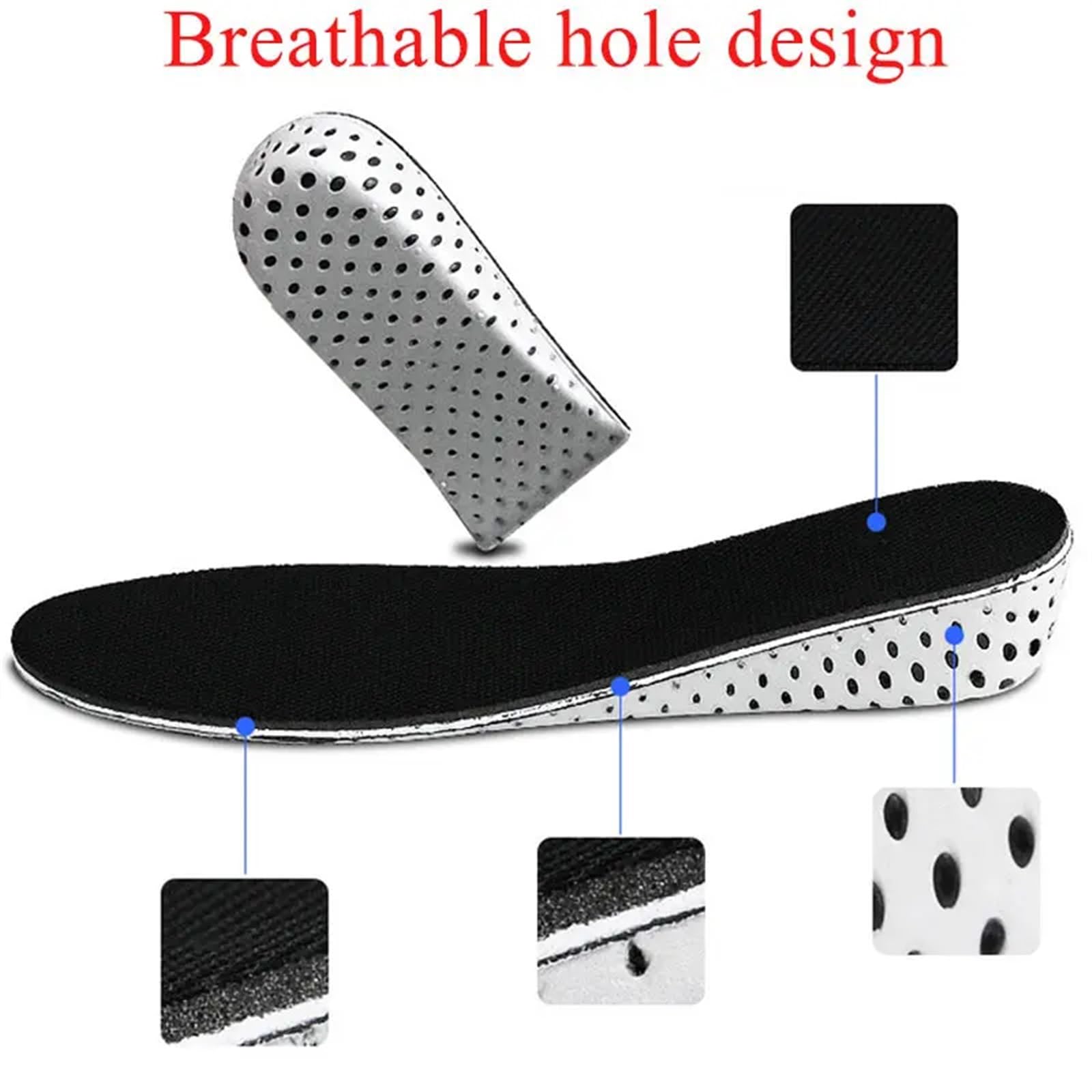 2 Paia Di Solette Aumenta Altezza Unisex – Memory Foam Con Supporto Arco, Comode E Traspiranti - copertina