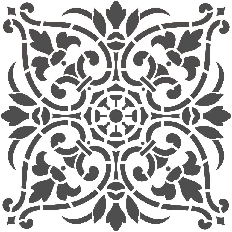 Damask Wall Stencil - Medium Size - Reusable Stencil for Home DIY Decor Faux Mural V0011