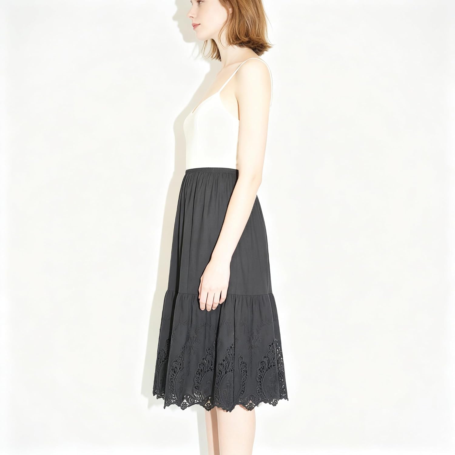 skirt extender dress women slip dresses under lace cotton extenders enaguas de mujer para faldas (US, Alpha, 3X-Large, Regular, Regular, QZOO5 black)
