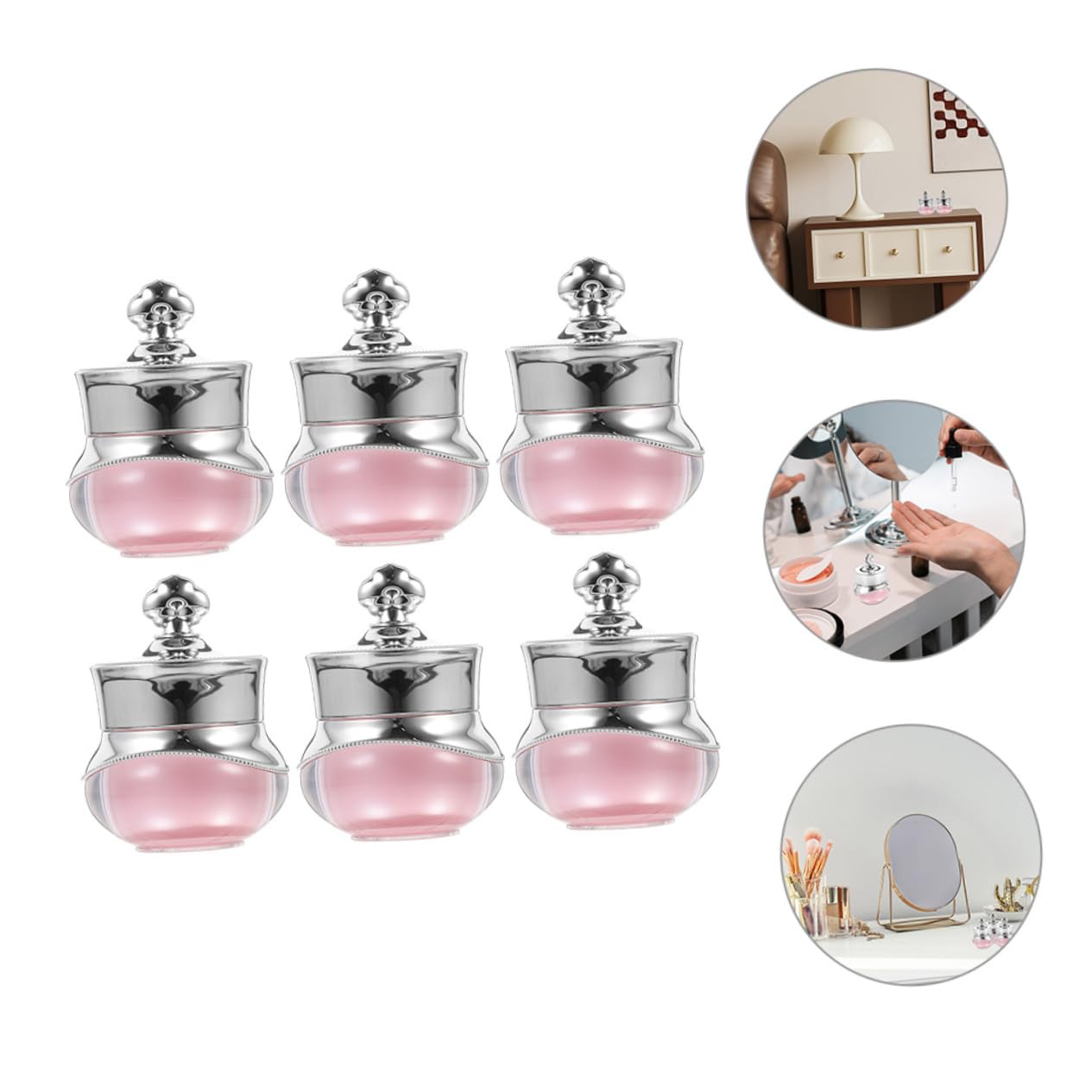 VALICLUD 3 Sätze Acryl-kronenflasche Reisegläser Probenbehälter Mit Deckel Mini-cremeflaschen Behälter in Reisegröße Für Cremes Minidosen Mit Deckel Reisedosen Für Cremes Rosa 6 Stück * 3