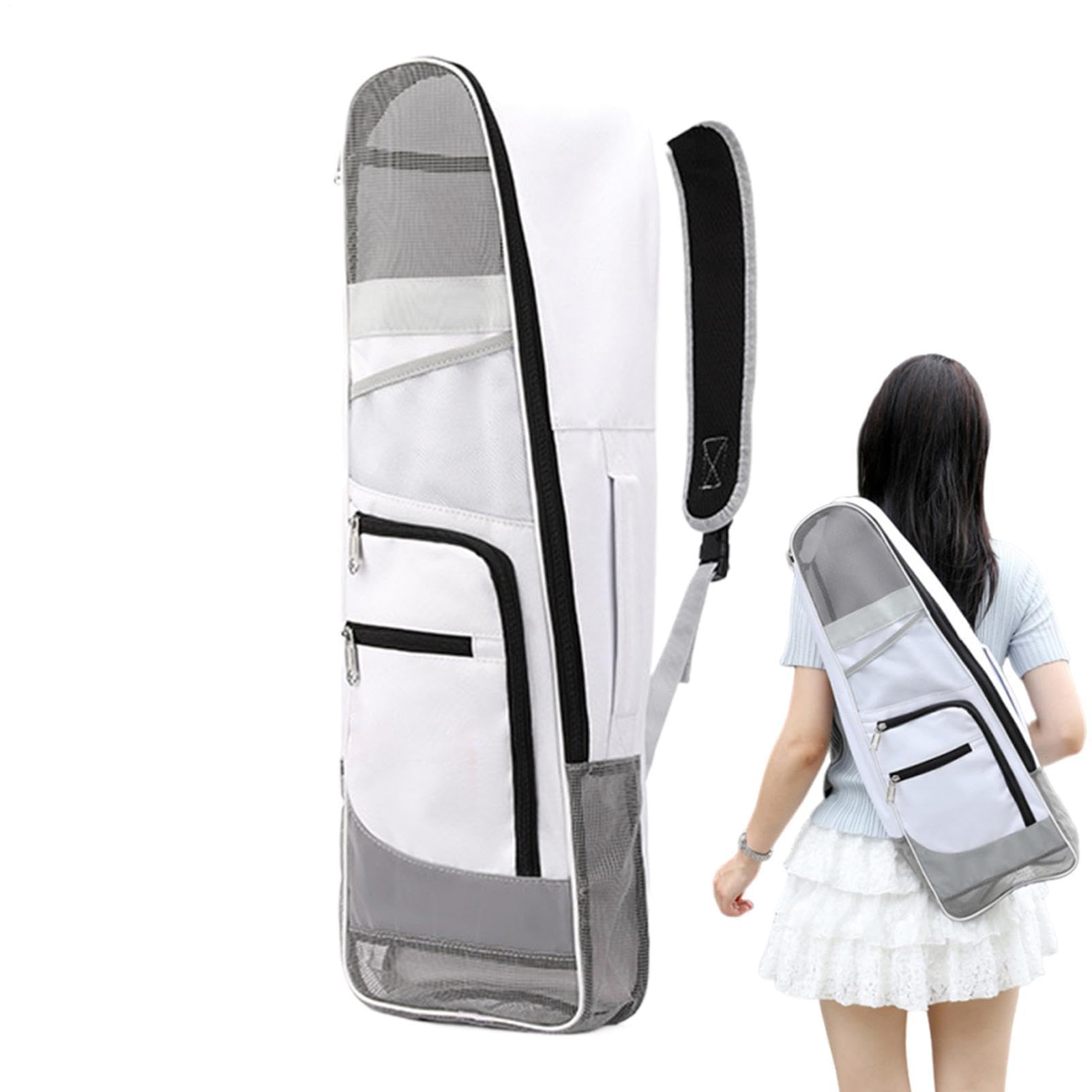 Borsa da nuoto per nuotatori, zaino grande regolabile e traspirante con tasca, borsa da palestra in rete, per nuotatori, subacquei, adulti, principianti, spiaggia, immersioni, snorkeling, viaggi