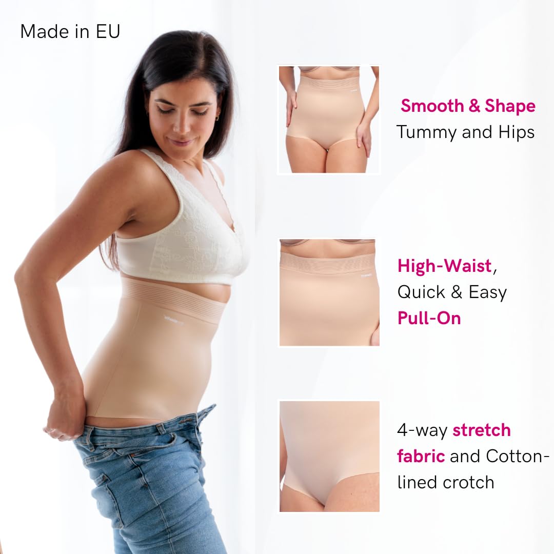 LIPOELASTIC Slip Modellante Donna a Vita Alta - Guaina Contenitiva Senza Cuciture, Intimo Modellante Effetto Seconda Pelle con Compressione Leggera