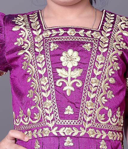Image of Wommaniya Impex New south Indian traditional pattu pavadai Jecquard Lehenga choli for girls dress