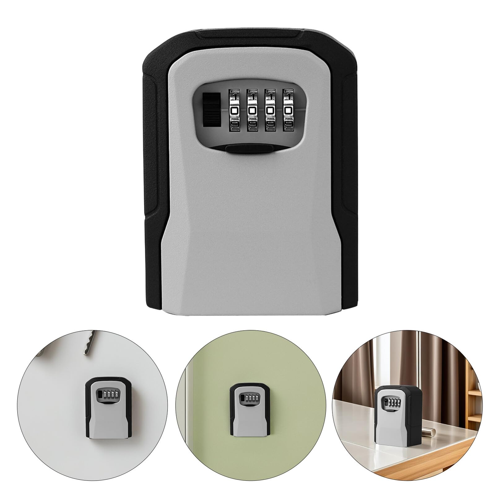 POPETPOP Cassetta Portachiavi da Parete con Combinazione, Alluminio | 4 Codice Digitale, Ganci Interni per Chiavi, Installazione Semplice, Grigio per Case in Affitto e Scuole