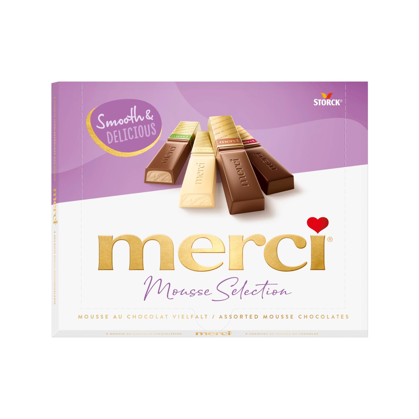 merci Finest Selection Mousse au Chocolat Vielfalt – 1 x 210 g – Erlesene Mousse-Schokoladen-Spezialitäten – Gefüllte und nicht gefüllte Pralinen