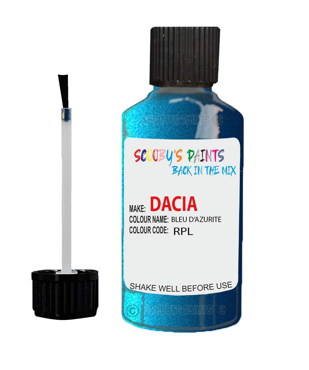 Scoobys Paints Back In The Mix Bleu D'azurite (Blue) Compatible With Dacia Rpl Compatible With Dacia Car Touch Up Paint Colours (Bleu D'azurite (Blue) Compatible With Dacia Rpl)